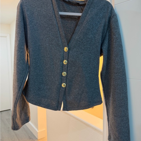 Zara Gray Wide Leg Pants and Cardigan Set - Picture 4 of 5